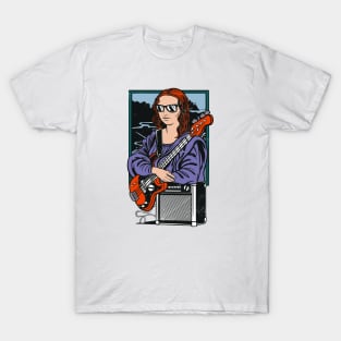 Funny Mona Lisa Bass Player // Bass Guitar Funny Parody Art T-Shirt